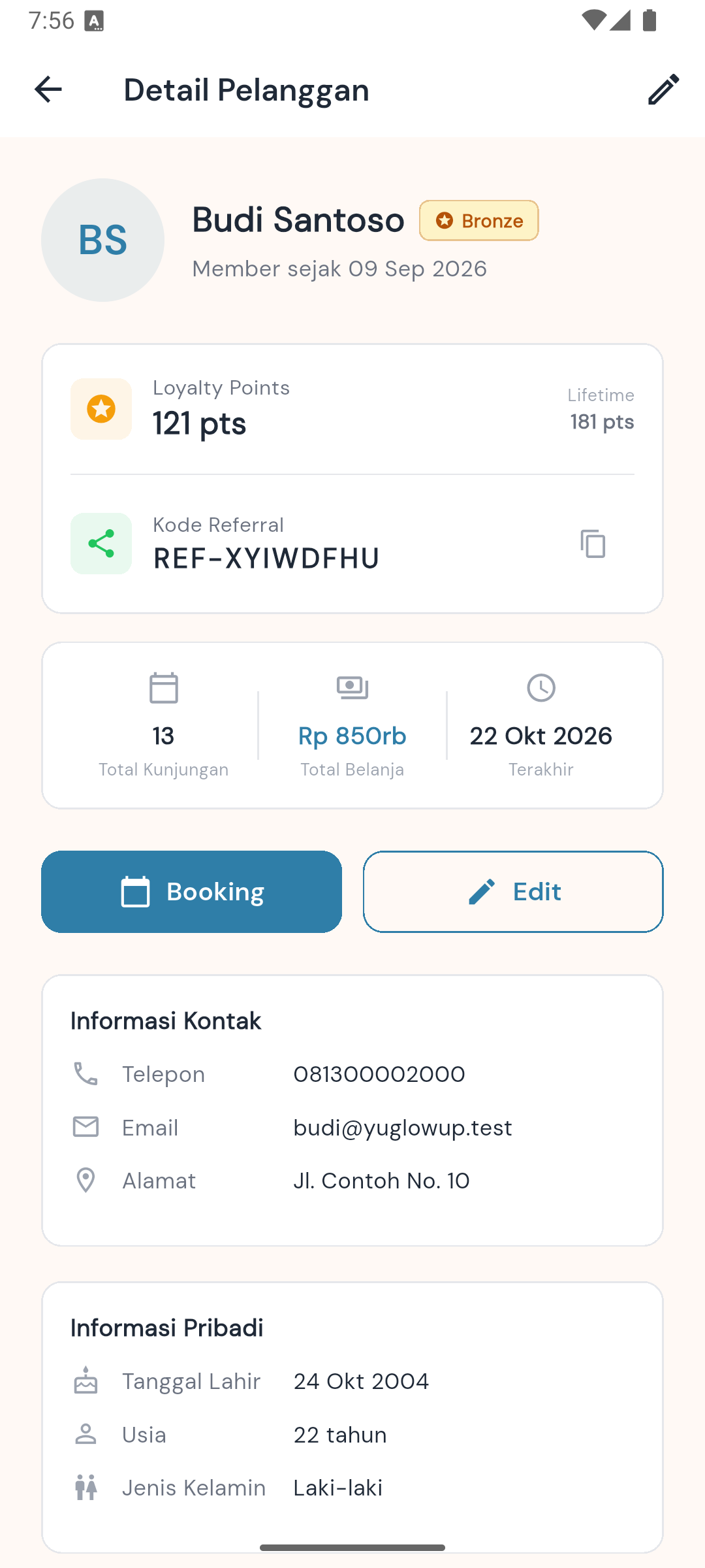 YuGlowUp — detail pelanggan